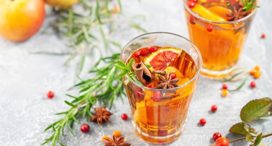 Winter,Or,Autumn,Hot,Healing,Tea,With,Pear,,Orange,,Lingonberries,