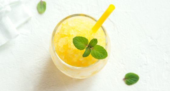 Lemon,Frozen,Granita,Slush,Drink,On,White,Table.,Homemade,Italian